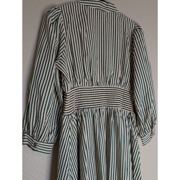 Entro Avara Brantley Dress S Striped V-Neck Smocked Waist Pockets Cottagecore - Picture 9 of 11